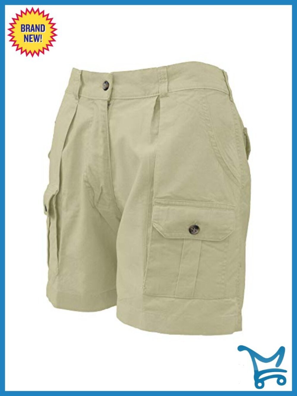 Women's Cargo Shorts with 5 Pockets, 5.5" Inseam, Mid Rise, Elastic Waist